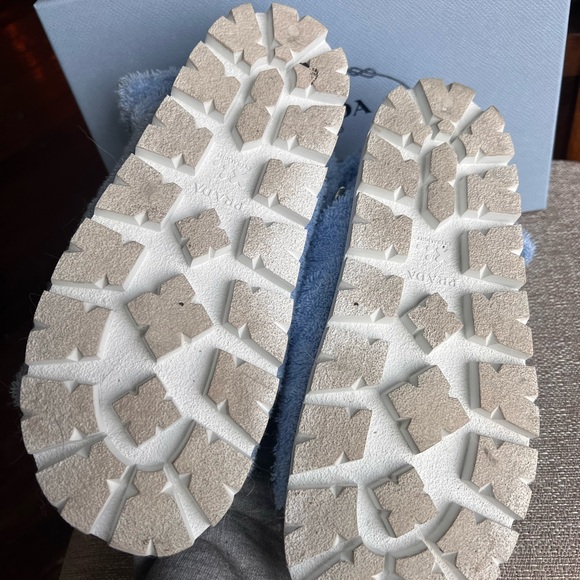 Prada Light Blue Fuzzy Sandals - Picture 4 of 6